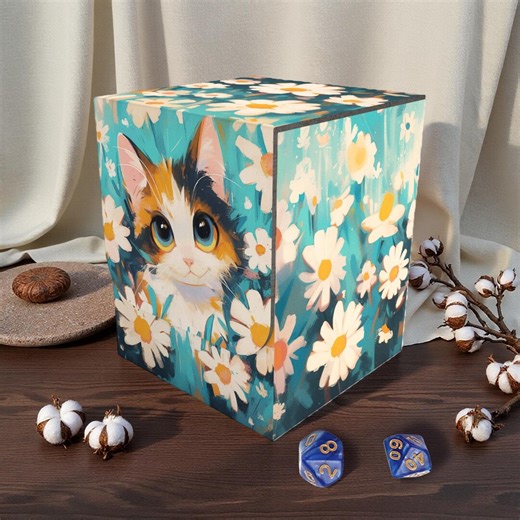 Deck Box, Turquoise Daisy Purr, 75  Storage Collectible Deck Boxes, Custom Leather Deck Boxes - Etsy