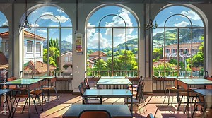 Classic classroom bathed in soaring light streaming through the window, creating a bright and inspiring educational environment Seamless looping 4k time-lapse virtual video animation Generated AI