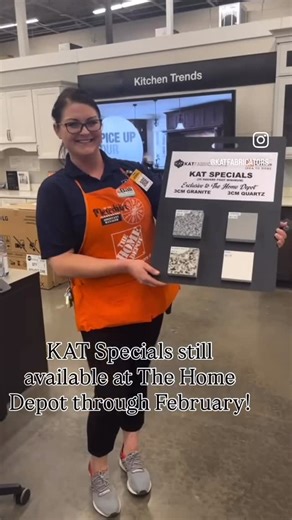 KAT Fabricators on Instagram: "A limited-time quartz deal worth grabbing. ✨ The KAT Specials at The Home Depot are still available through the end of February—while supplies last. Only two colors remain: Daltile One Quartz — Vortex | $51.00/sf Daltile One Quartz — Carrera Pisa | $57.00/sf High-end look, incredible value, and ready for your next project. Message us to get started! We can link you with The Home Depot closest to you. You can even put it on your Home Depot credit card! Buy now pay l