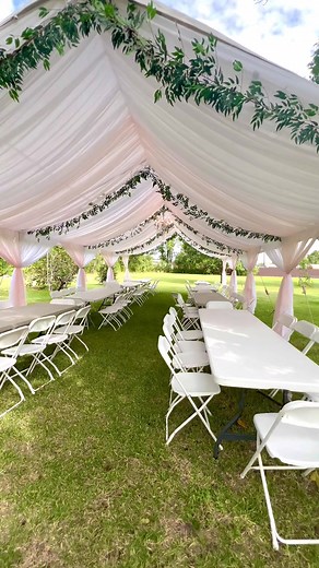 Greenery Draped 20 x 40 Tent | Outdoor Event & Wedding Decor Ideas