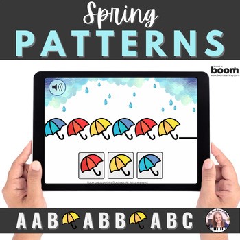 Spring AAB, ABB & ABC Patterns Digital BOOM™ Cards Activity for Preschoolers