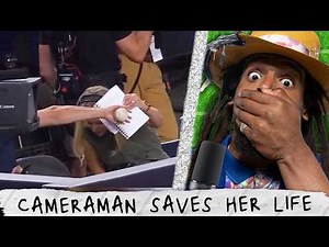 Cameraman makes catch of the year to SAVE a reporter at MLB game