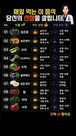 🫕신장이 안좋은 분들을 위한 조리법 #신장건강 #신장에좋은음식 #건강정보