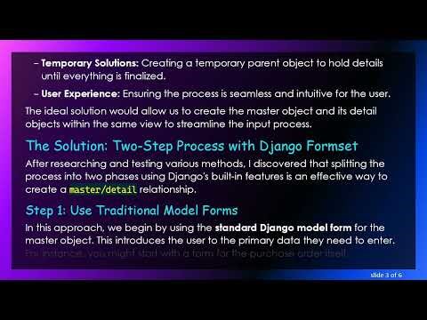Creating a Master/Detail Solution in Django