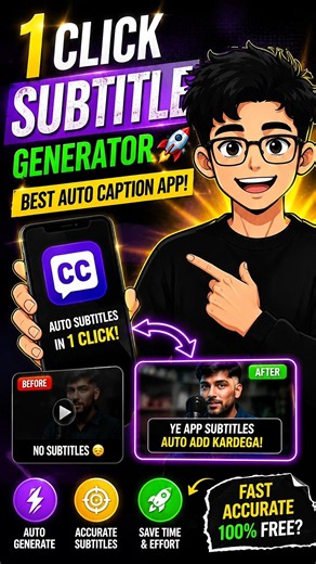 1 Click Subtitle Generator🚀 | Best Auto Caption App!