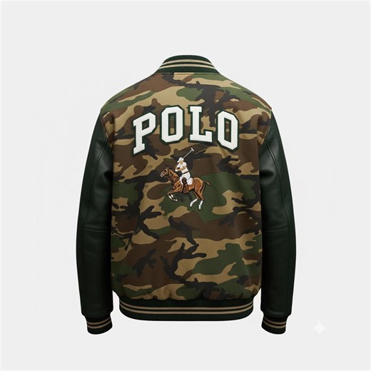 Handmade Camo Polo Ralph Lauren Leather Varsity Jacket - Etsy
