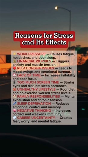Reasons for Stress and Its Effects #MentalHealthAwareness #StressFacts #WellnessTips #HealthAwareness #fblifestyle | Time Facts