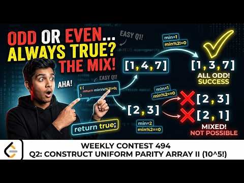 LeetCode 3876 | Construct Uniform Parity Array II |weekly contest 494