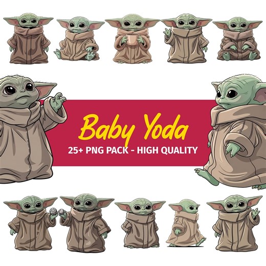 Baby Yoda Clipart PNG Pack - Cute Sci-fi Characters (digital Download) - Etsy