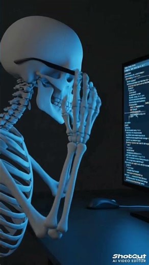 “मेहनती कंकाल बन गया अमीर 😱 | Motivational Short”#short#cartoon skeleton #typing computer