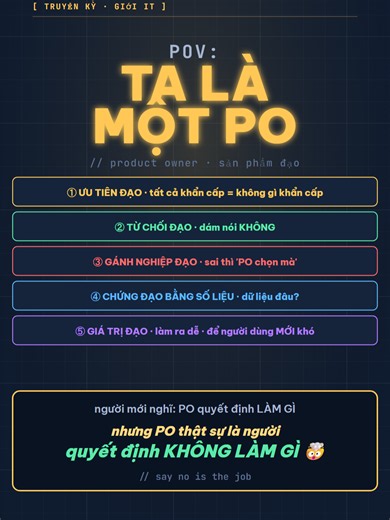 🏯 POV: TA LÀ MỘT PO (PRODUCT OWNER) #productowner #po #productmanagement #agile #scrum #devvietnam #lậptrình #sảnphẩm #startup #truyenky