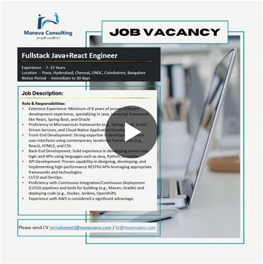 JAVA FULL STACK | Maneva Consulting Pvt. Ltd.