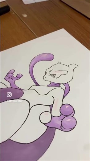 Mewtwo Strikes! Inject some life into it #drawing #shorts #art #mew #mewtwo #pokemon #colour #fyp