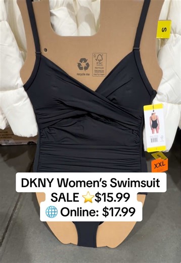 DKNY Women’s Swimsuit — SALE ⭐️$15.99 🌐 Online: $17.99 Valid through 2/12/26 Colors: Purple (Plum) | Black | Blue Sizes: XS–XXL Size Conversion: XS = 2 S = 4 M = 6–8 L = 10–12 XL = 14 XXL = 16–18 Features: • DKNY Sport • Adjustable straps with DKNY tonal hardware • Removable cups • Tummy compression power mesh lining • Fully lined 📍 SLC & Murray locations #CostcoFinds #trending #swimsuit #fyp #costco
