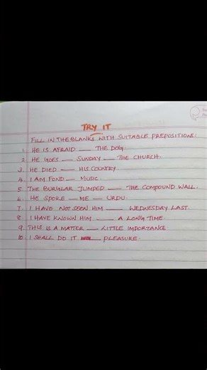 Fill in the Blanks with Suitable Prepositions and comment your answers.✍🏽📖 #english #eas#ytshorts