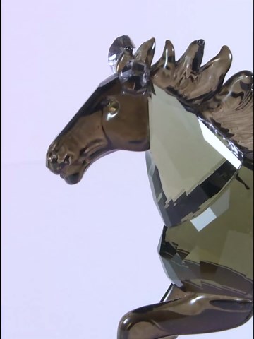 DOJOZ Crystal Horse Realistic Animal Art Figurine Collection Table top Ornament Statue Home Decor (Gold)