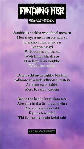 Finding her lyrics 💞✨Tanishka Bahl #trending #viral #popular #song #music #love #hindisong #newsong