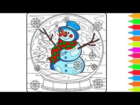 Coloring Snowglobe and Snowman, All I Want for Christmas Is You | Christmas Coloring Book Pages