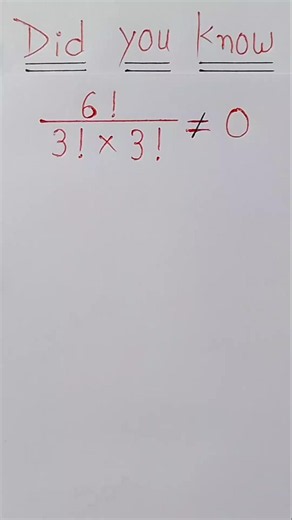 Can You Solve 6! ÷ (3! × 3!)? Most People Get It Wrong! 😱 #shorts