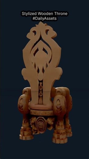 Stylized Wooden Throne 3D Model - Game-Ready Fantasy Royal Chair Prop #DailyAssets
