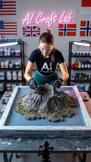 Satisfying Lava Volcano Epoxy Table#timelapse #shortvideo #cinematic #epoxytable #explore