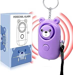 Personal Alarm Keychain - 130dB Safety Self Defense for Women Girl Kids Elderly, Multi-Function with LED Light, Cute Portable Security Safe Sound Siren (Purple)