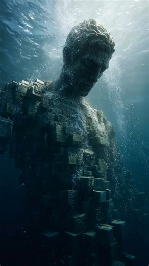 1.1K views | This Statue Is Disappearing Underwater! #man #collapse #water #symbol | Blue Chrome Inc | Facebook