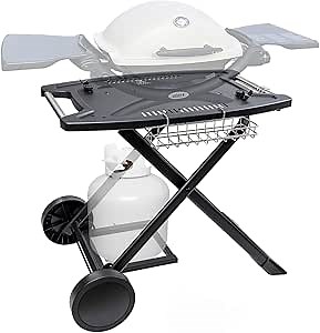 Portable Cart for Weber Q1200, Q1000, Q2200, Q2000, Q2400, Folding Cart for Outdoor BBQ，Portable Stand for Weber Q Series Gas Grills and Ninja Woodfire OG700 Series