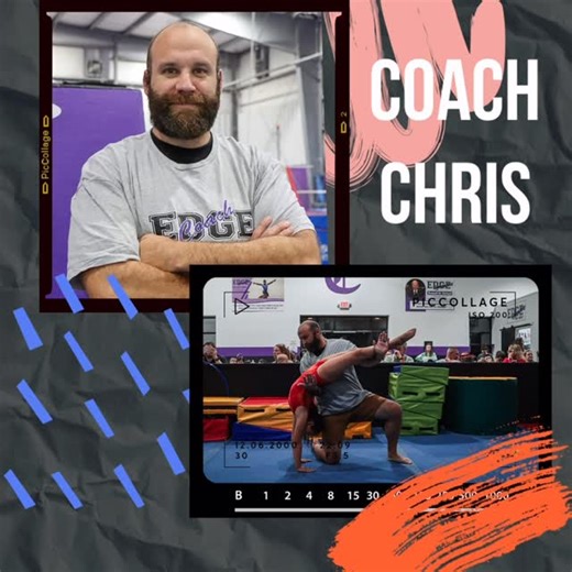 Edge Gymnastics on Instagram: "🌟 Meet Our Coaches Monday! 🌟 Meet Coach Chris! This is Coach Chris’s third full session with the EDGE family, and he’s become an awesome part of our coaching crew! Chris coaches Girls Recreational Gymnastics, where his humor, patience, and positive energy shine through every class. A former competitive cheerleader with a 3rd place finish at NCA Nationals in 2012, Chris brings a fun mix of performance and athletic experience to the gym—though he calls himself “ver