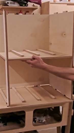 Assembling the double drawer cabinet took a bit more effort than the previous ones, but thanks to the wooden joinery and simple drawer slide design, it still came together easily. With all the cabinet frames now built, the workshop setup is really starting to take shape. A few more tasks to go before we can call this project finished! #diycabinets #workshopcabinets #workshopstorage #workshoporganization #drawers #drawerslides #diywoodproject #diywoodworking #diycncrouter #workshopdesign #cnccabi