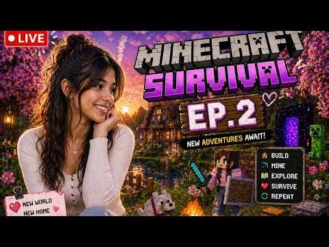 Minecraft Survival Live 🔴 EP.1 | My First Cute Survival Adventure| Girl Gamer #minecraftlive