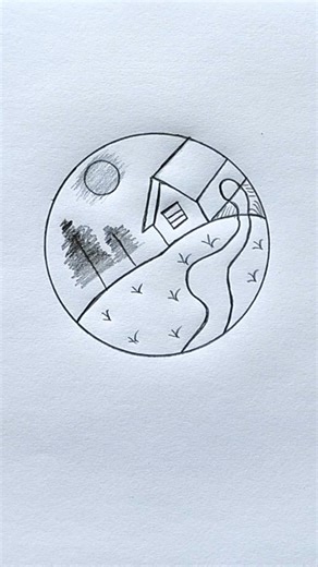 How to Draw a Beautiful Naturistic Circle Drawing for Kids | #shorts #scenery #viral #trending #art