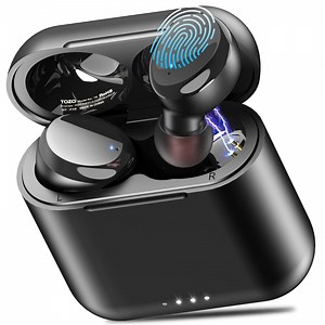TOZO T6 Bluetooth Wireless Earbuds, Stereo Bass, 50H, Wireless Charging, IPX8 Waterproof, Clear Mics, App-32EQ, Black
