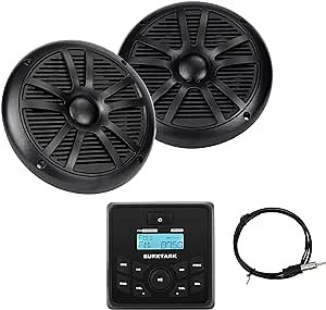 Marine Stereo Bluetooth Radio Player with 2 x 6.5 Speaker Black