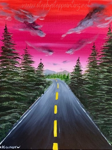 Sunset Road Painting