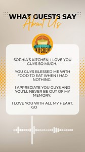 30 reactions | Kind words left on our voice mail by a grateful guest | Sophia's Angels Kitchen | Facebook
