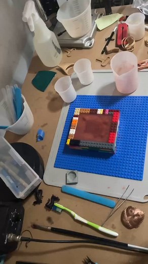 First attempt at making a two-part mold definitely a fun learning experience!! #Clay #lego #DIY #art #moldmaking #resin #resinart #lerning #ornaments | Manzi Twizeyemungu