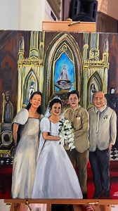 Love never fades. I painted the bride’s late parents so they could be with her on her special day. 🎨💖 #liveweddingpainter #uniquepainting #livepainter #artgelica #painter#wedding | ArtGelica - Live Wedding Painter