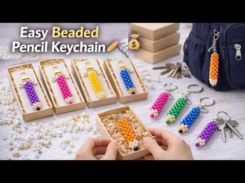 DIY Beaded Pencil Keychain ✏️ | Easy Handmade Keychains to Make & Sell