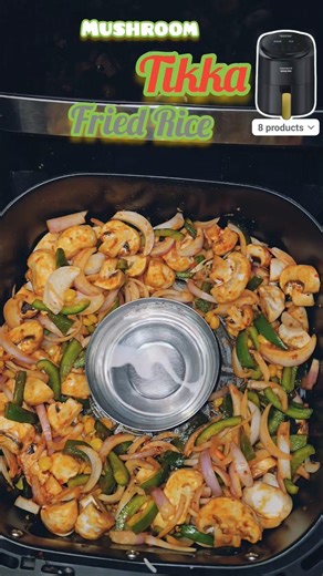 Mushroom Tikka Fried Rice in Airfryer #mushroomtikka #friedrice #tikkarice #shortsvideo #shorts