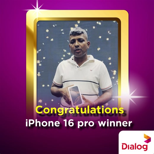 5.3K views · 21 reactions |  Congratulations to Mr. L.D.N. Kumarasinghe – Our lucky winner of the MyDialog App Download & Win promo!✨ He just won an iPhone 16 Pro simply by downloading the MyDialog App!朗 You could be next! Download the MyDialog App today and stay active! #Dialog #MyDialogApp #DownloadAndWin #DialogWinners #iPhone16Pro #BigWinWithDialog #StayActiveWinBig | Dialog Axiata | Facebook