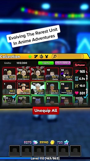 Evolving The Rarest Unit In Anime Adventures - Lelouch Roblox Avatar