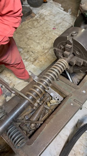 Motorbike Rear Shock Spring Making on Lathe Machine | Strong Iron Wire Coil #youtubeshorts