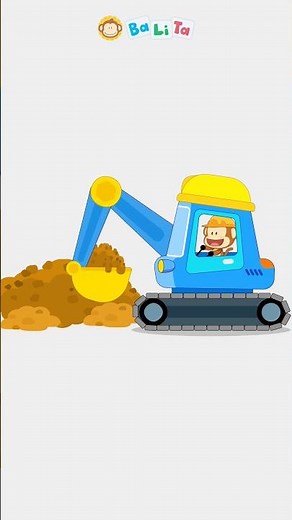 Excavator Scooping Sand 🚜 | Construction Vehicles for Kids