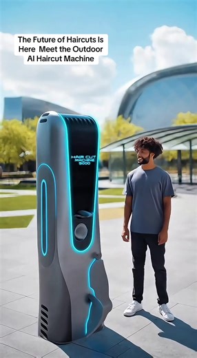 The Future of Haircuts Is Here Meet the Outdoor AI Haircut Machine. #fyp #hairstyle