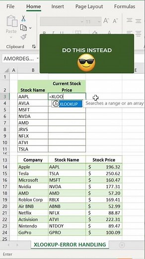 How to use XLOOKUP #NA error handling#excel #exceltips #exceltricks #spreadsheets #corporate