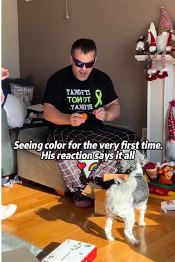 Seeing color for the very first time. His reaction says it all. ❤️🌈#Colorblind #FirstTimeSeeingColor #EmotionalReaction #TearsOfJoy #fyp