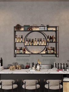 Wine Rack Wall Mounted,Wine Glass Rack,Bar Unit Floating Shelves,Bar Bottle Display Shelf Wine Cups Hanging Holder,Modern Bar Shelves For Liquor Bottles,Wall Wine Racks,For Kitchen Living Room ( Size