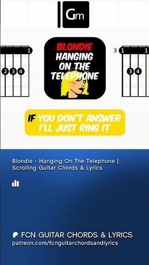 Blondie - Hanging On The Telephone | Scrolling Guitar Chords & Lyrics #rock #tutorial #blondie