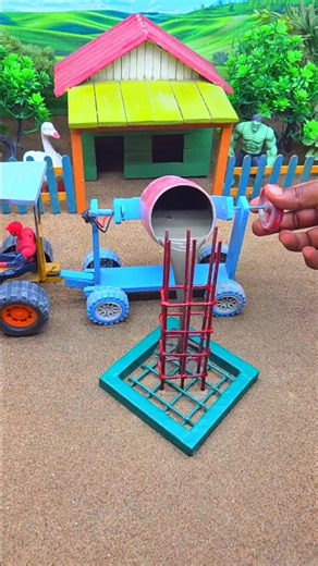 😱 Diy Mini Tractor Making Cement Pillar house | Real Working DIY Construction Machine 🚜 #shorts